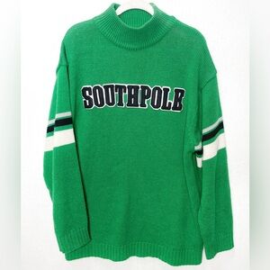Vintage Southpole Green Sweater Pullover Mock Neck Y2K 90’s Size Large